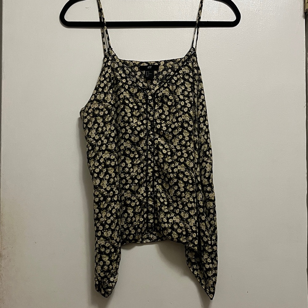 H&M Black and Yellow Floral Tank Top